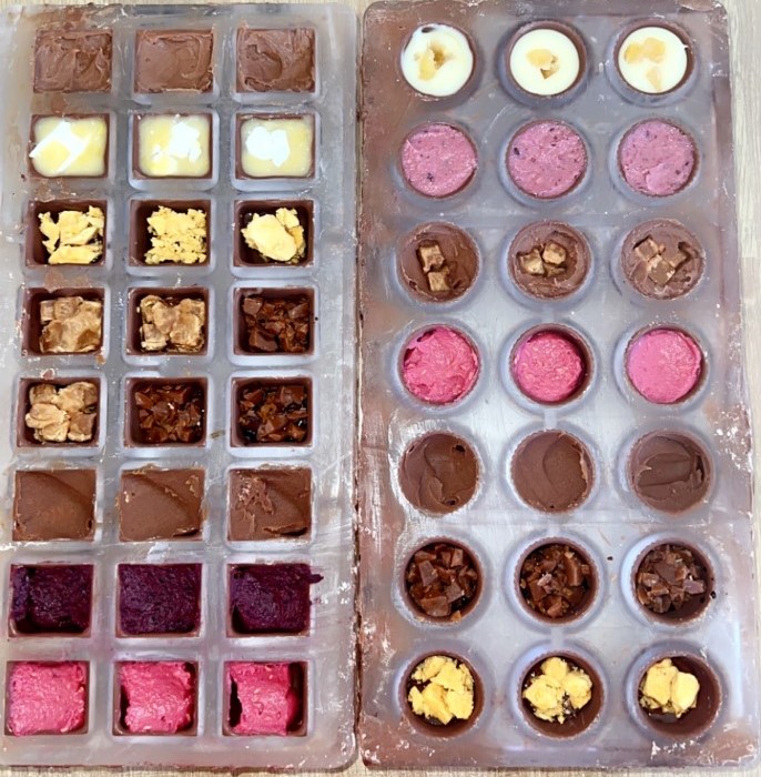 On a family walking trip, Zahrah stopped to try her hand at making chocolates at Moniaive Chocolatiers.

