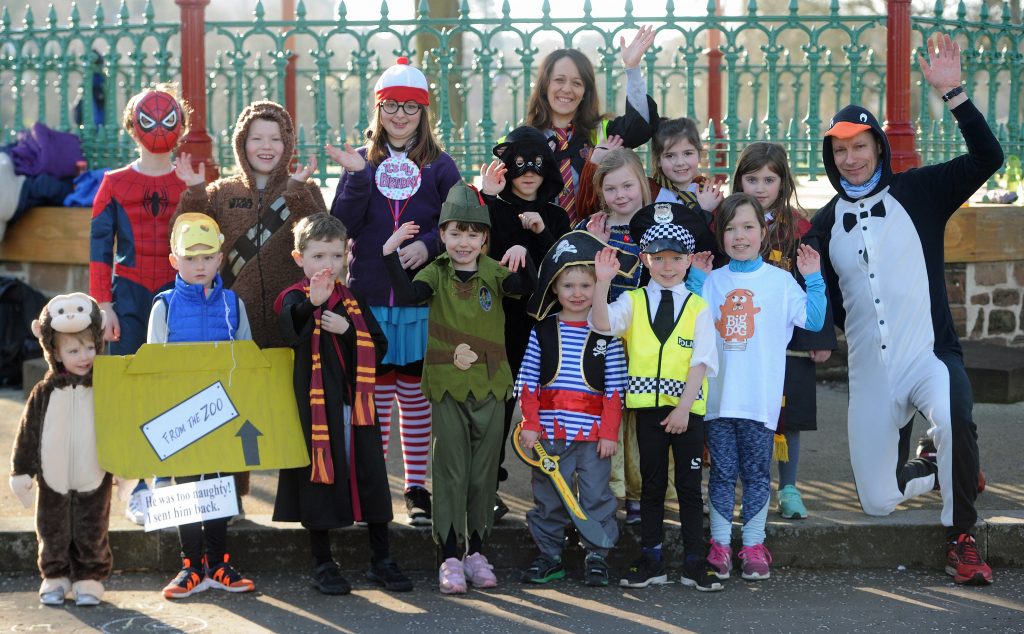 children in fancy dress at a party celebrating the children's Book Festival the Big DoG in Dumfries.