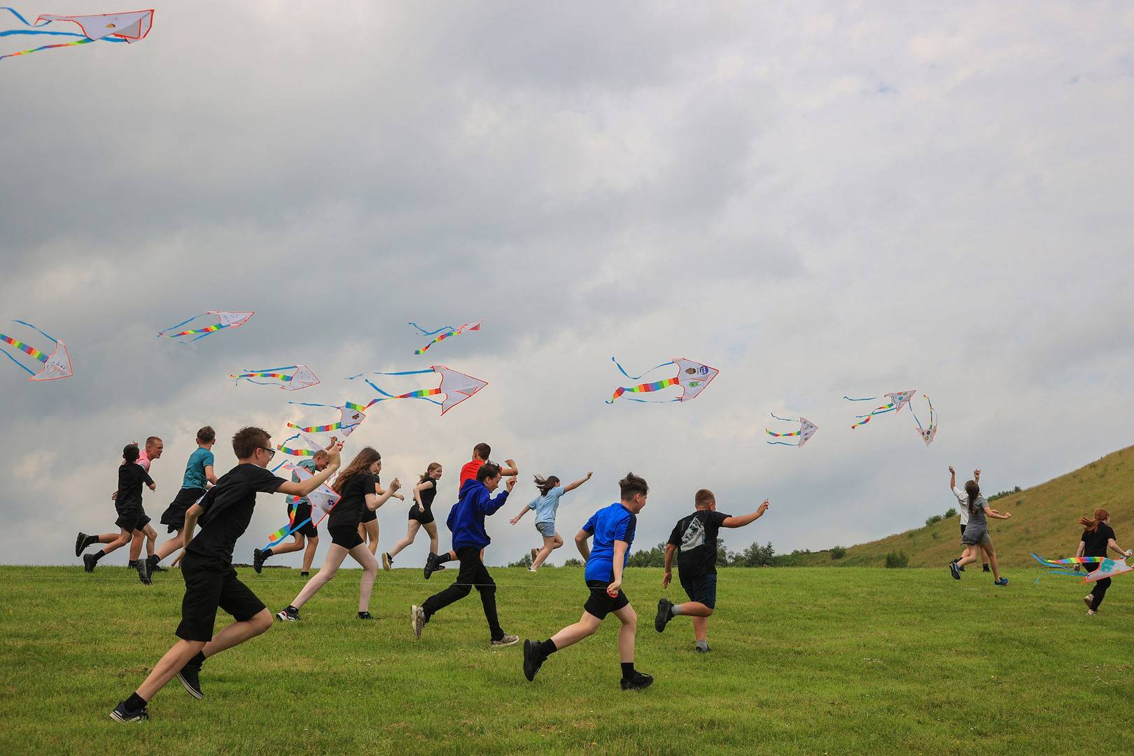 Flying kites at Crawick Multiverse, Mike Bolam