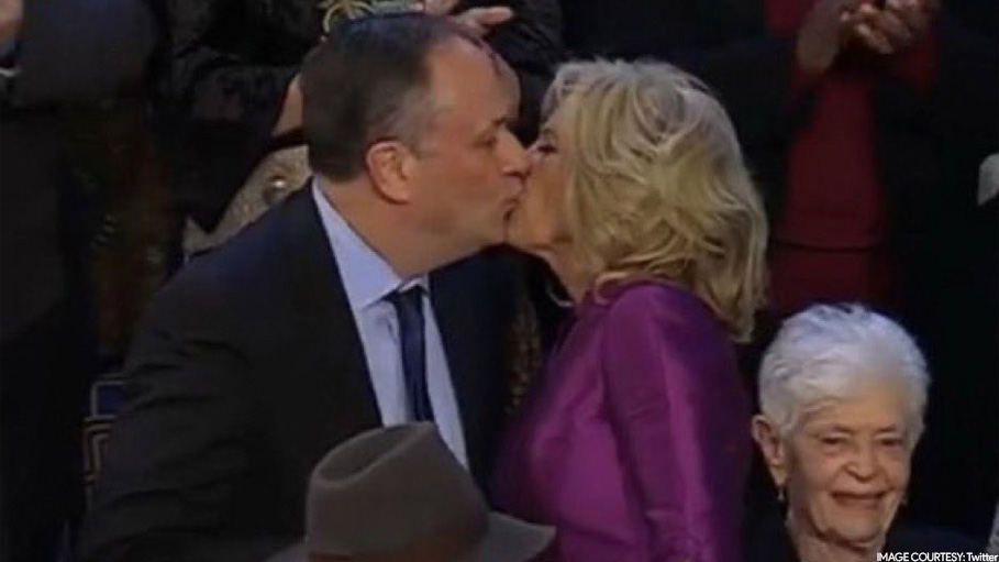 "Smooch of Union": Jill Biden Kisses Kamala Harris's Husband at Event