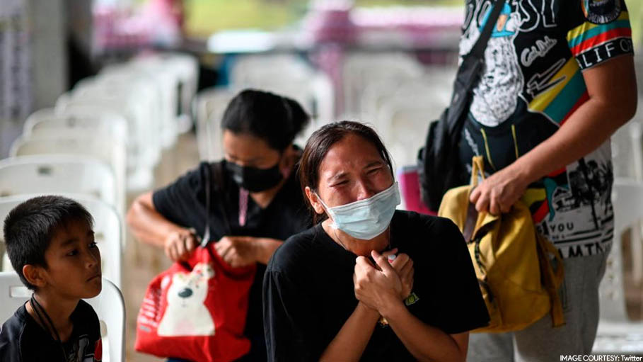 Thailand: Day after Mass Shooting, Weeping Families Gather Outside Nursery