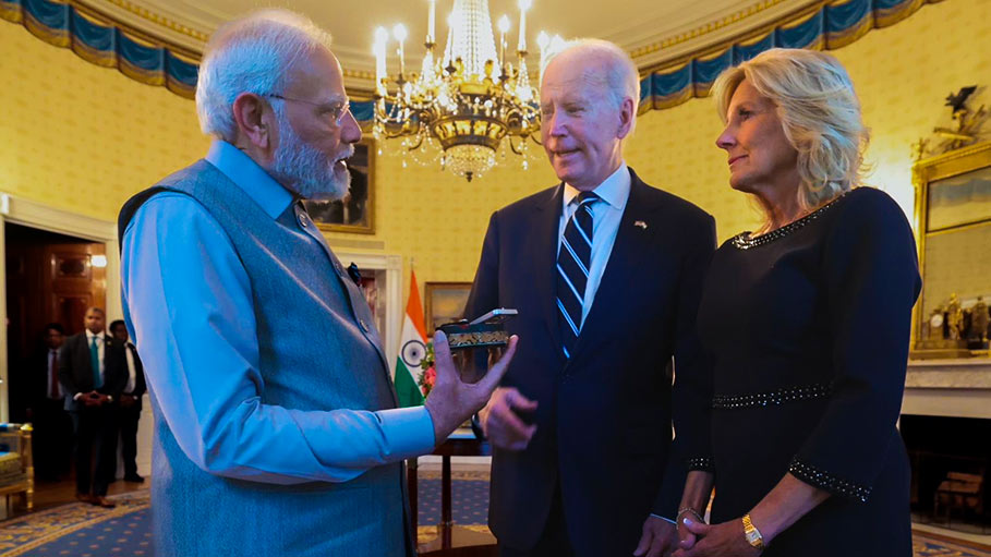 US President, First Lady Jill Biden Received PM Narendra Modi at White House