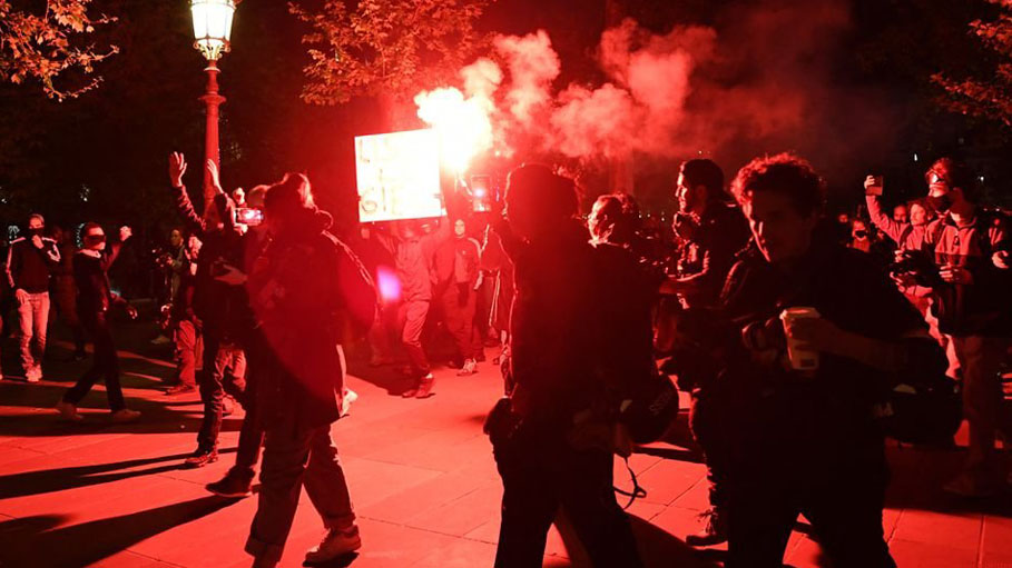 Protests in Paris after Macron's Election Win, Cops Use Teargas