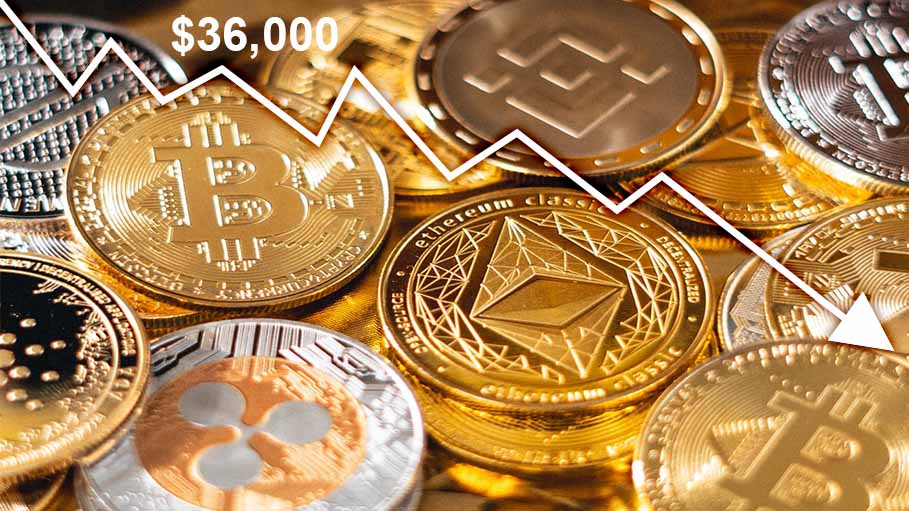 Cryptocurrency Prices Today Continue to Fall as Bitcoin below $36,000