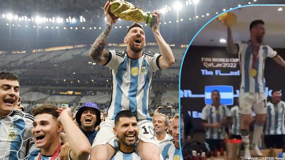 Lionel Messi Celebrates with His Family, Friends and Team Members after His Iconic Win