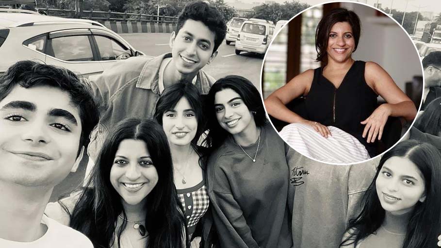 Zoya Akhtar Poses with ‘The Archies’ Gang near Film’s Billboard in Busy Highway