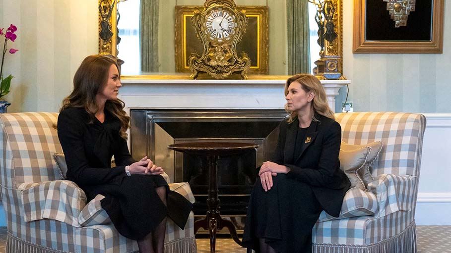 Ukraine's First Lady Views Queen's Coffin, Meets Princess of Wales