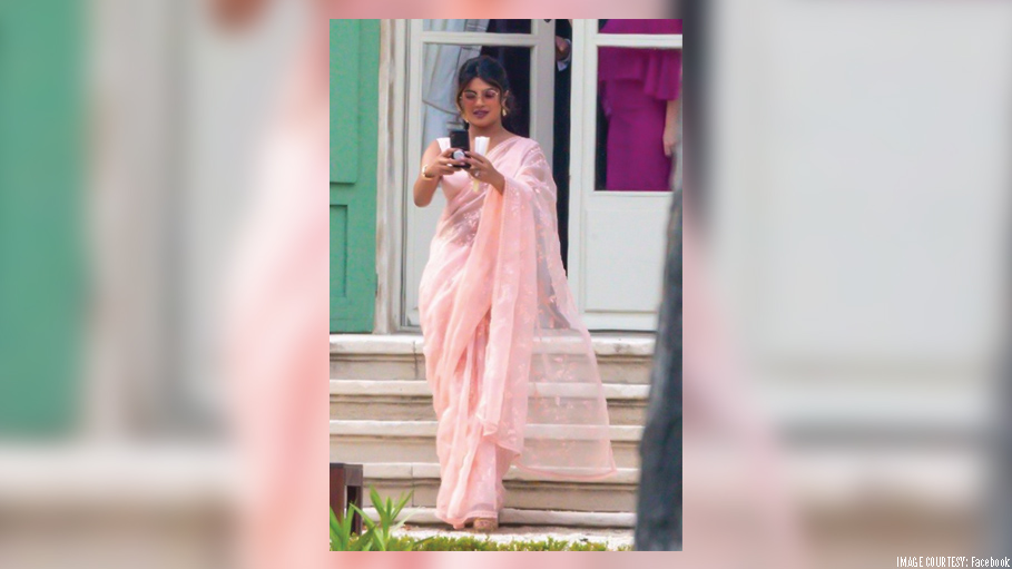 Draped in a Gorgeous Saree, Priyanka Stuns Fans at the Sophie-Joe Wedding