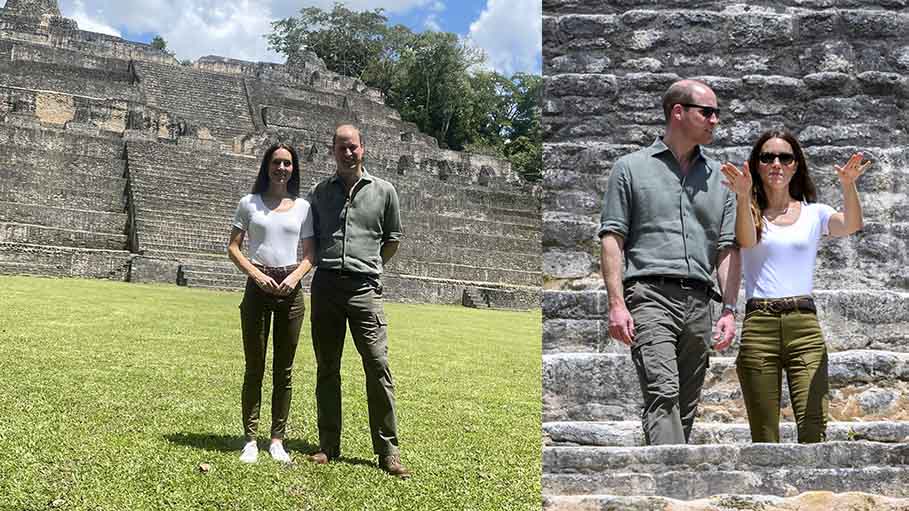 Royal Couple Visit Ancient Maya Ruins, Climb Pyramids in Belize