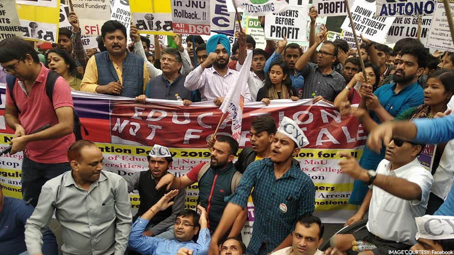 University Teachers Protest against New Education Policy in New Delhi