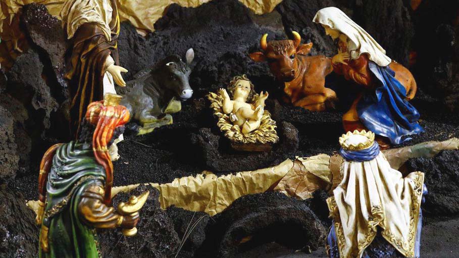 Nativity Scene Created by Lava and Rocks from Cumbre Vieja Volcanic Eruptions