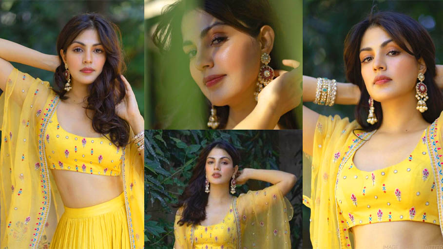 Rhea Chakraborty Dazzles Fans in a Yellow Lehenga from Farhan-Shibani Wedding; See Pics