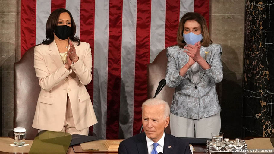 Women Make History as Nancy Pelosi, Kamala Harris Flank Biden for Debut Speech