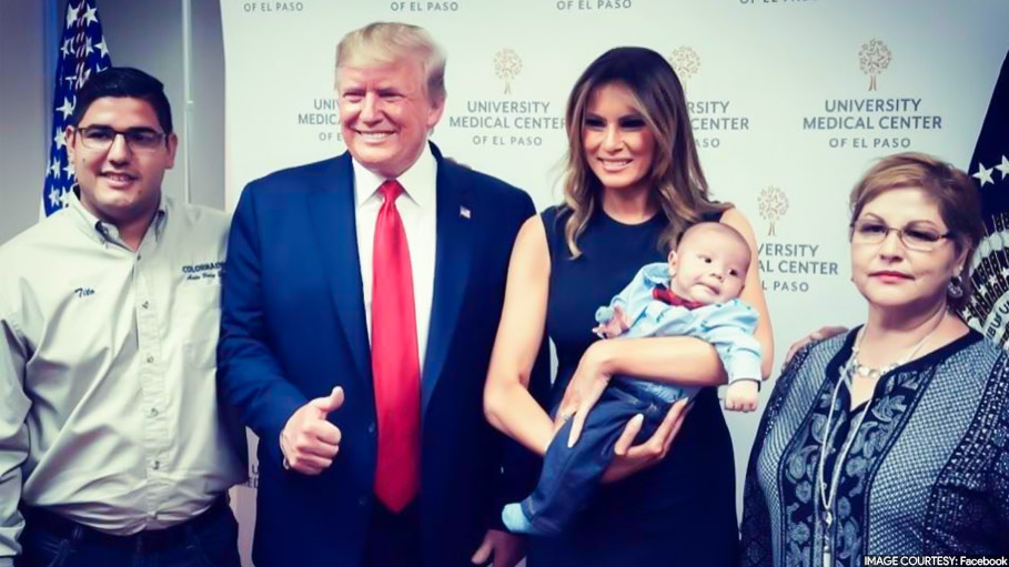 President Trump Is Criticized for Smiling and Giving a Thumbs up Alongside an Orphan Kid