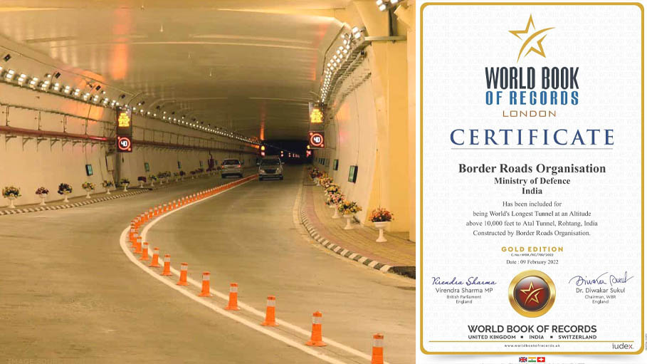 Atal Tunnel: World Book of Records as Longest Highway Tunnel