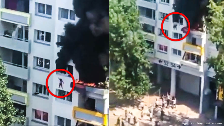 Two Brothers Jump from Burning Building to the Hands of Rescuers