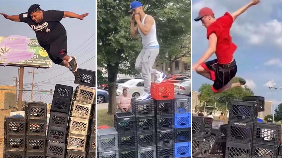 Watch: The Milk Crate Challenge Health experts are Warning About