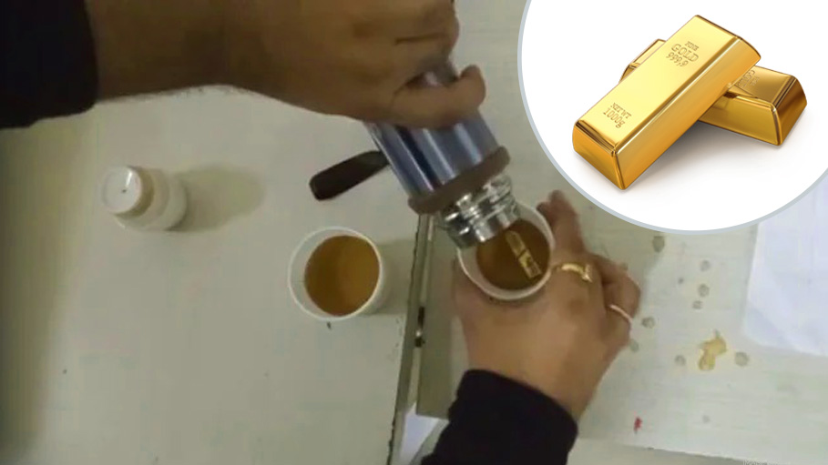 Gold Pours Out of Coffee Flask at Mumbai Airport