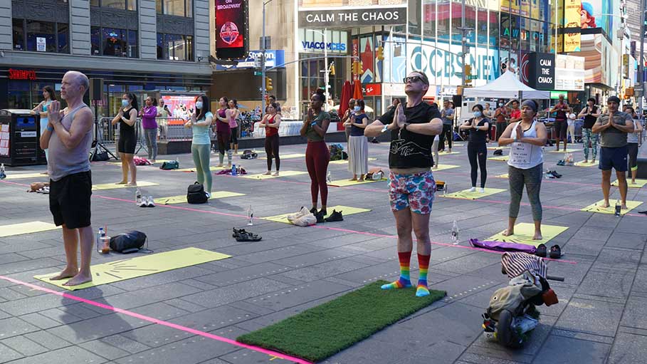 Iconic Times Square Celebrates International Yoga Day with over 3,000 Attendees
