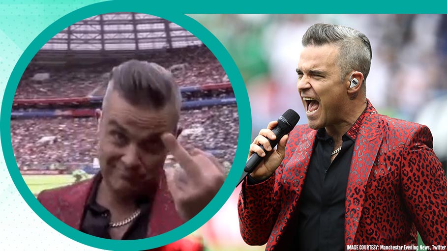 Robbie Williams’ Rude Gesture During the World Cup Opening Makes Shocking Headlines