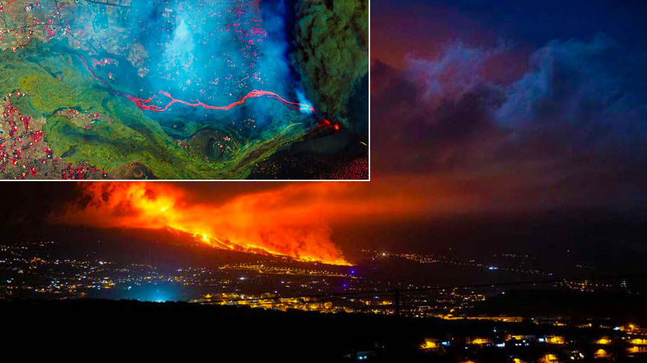 9 Days after Eruption, Lava from Volcano Reaches Sea in Spain