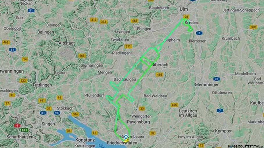 German Pilot Traces Giant Syringe in The Sky to Celebrate Arrival of Covid Vaccine