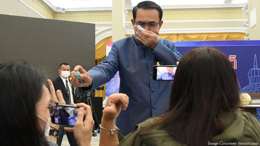 Thai Prime Minister Sprays Reporters with Hand Sanitiser to Duck Tricky Questions