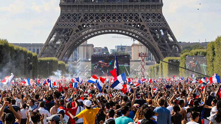 Fireworks, Colours at Paris after France Storms into World Cup Final