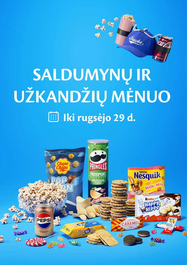 Maxima – nuolaidų/akcijų leidinys: Maxima SALDUMYNŲ IR UŽKANDŽIŲ MĖNUO