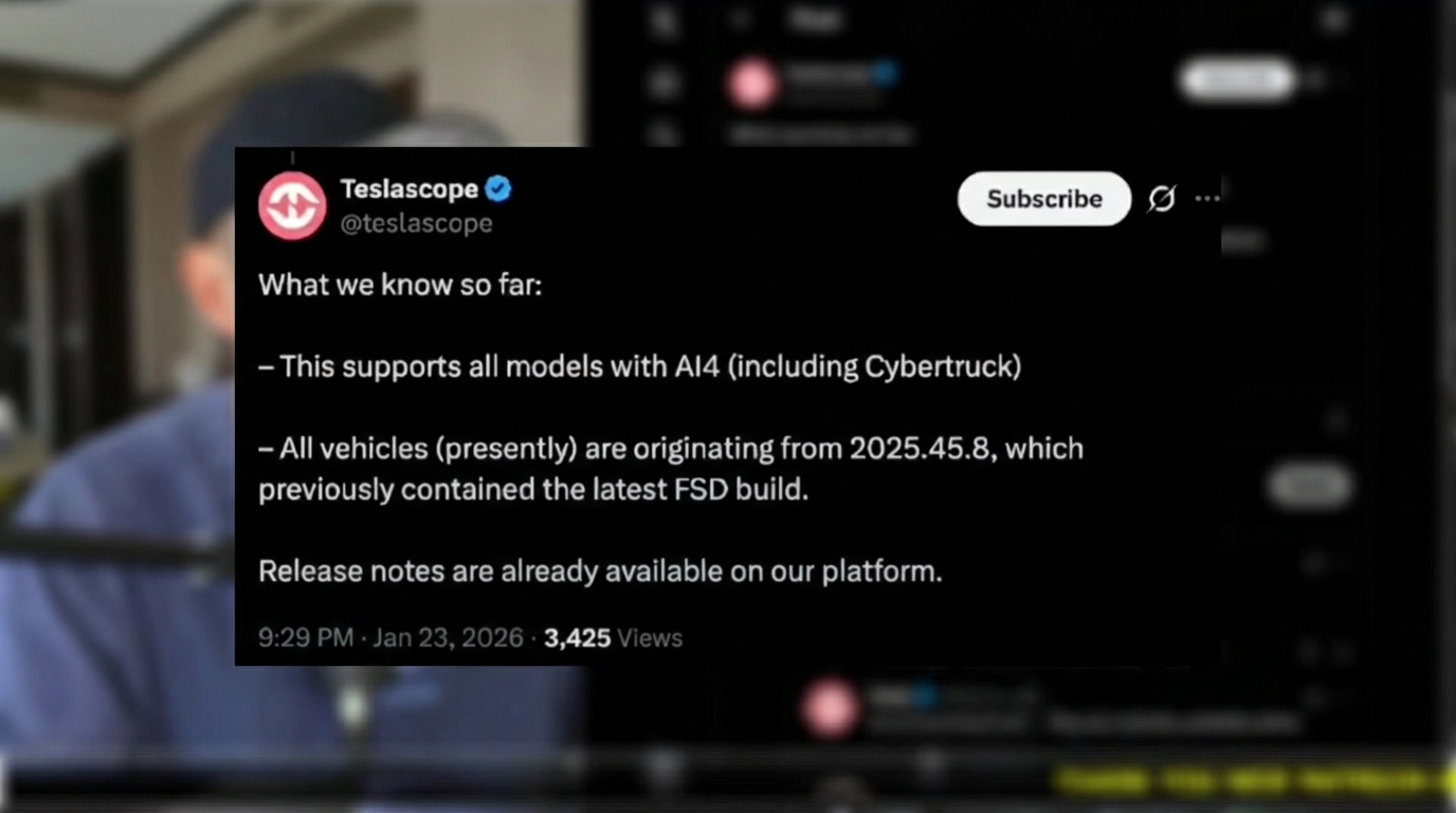 Teslascope update confirmation showing support for Hardware 4 (AI4) and the Cybertruck.