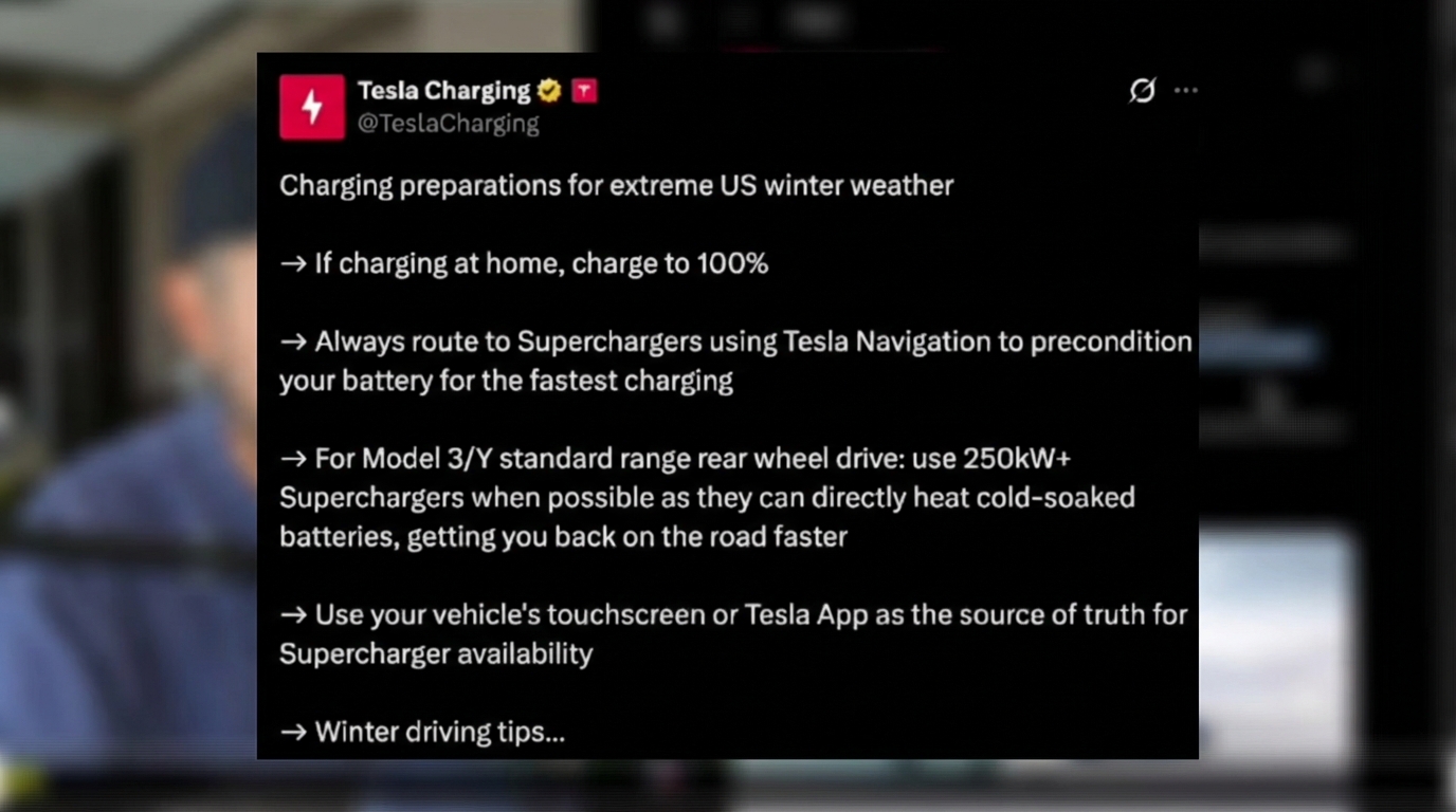 A specific highlight regarding Model 3 and Model Y Standard Range vehicles needing 250kW chargers for battery heating.
