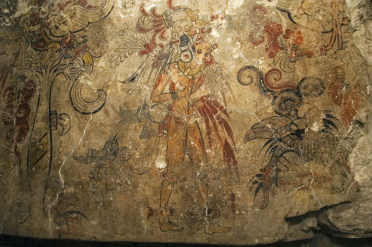 Depiction of a Mayan King in the San Bartolo Murals