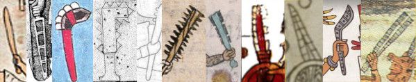 Various drawings of blades from Mesoamerican codices