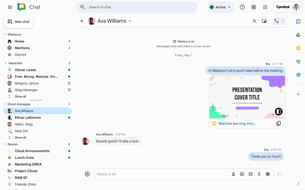 Huddles: การประชุมแบบเสียงใน Google Chat