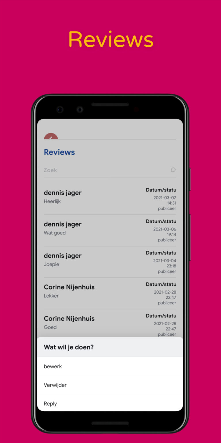 Reviews lezen en beantwoorden CenC Business App