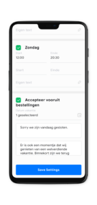 vakantie en dagen gesloten invoeren cenc business app - click en collect