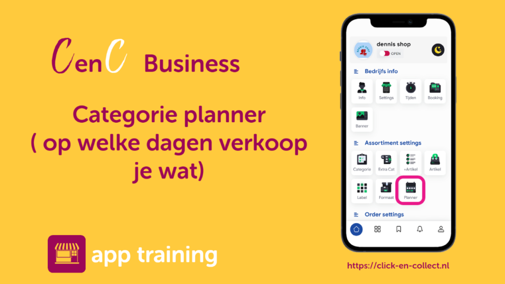 categorie verkoop planner- click en collect - cenc business app -