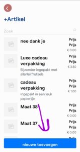 nieuw bij-verkoop artikel aanmaken