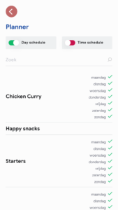 Planner - verkopen van categorie instellen - MyMeal Business Buddy