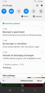 Push berichten die klant ontvangt FeedMe By MyMEal