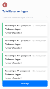 alle reserveringen - MyMeal Business Buddy