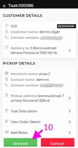 bezorger komt aan op afleveradres mymeal logistics app