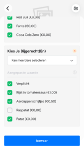 meerdere kiezen waarbij het aantal variabel is Business Buddy MyMeal