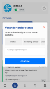 ondanks bestelling geaccepteerd toch status veranderen- mymeal business buddy