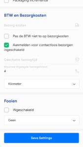 standaard bezorgkosten - MyMeal Business Buddy