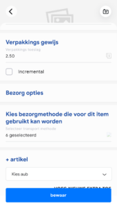 verpakkingstoeslag per artikel - MyMeal Business Buddy