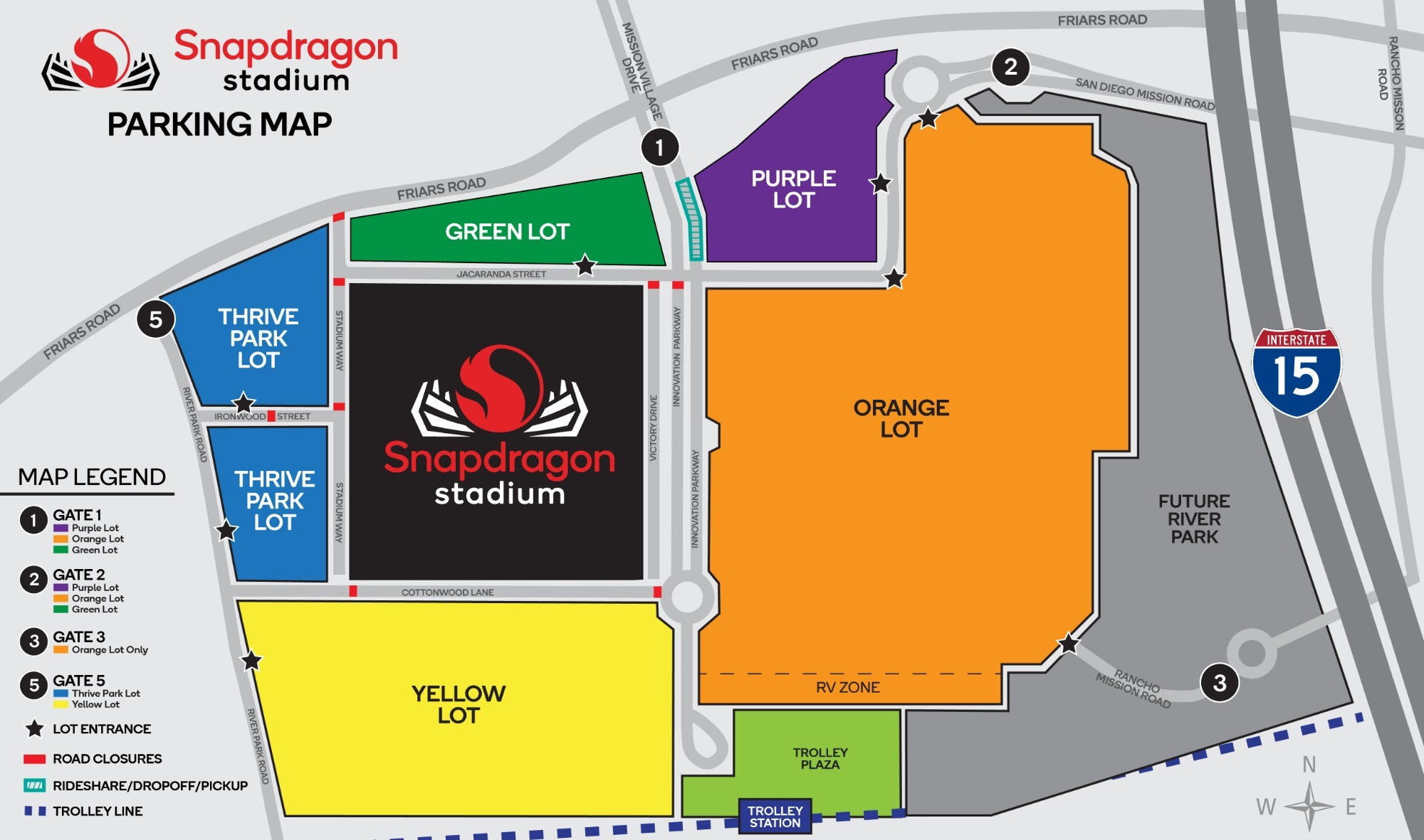 Snapdragon Stadium parking map 23