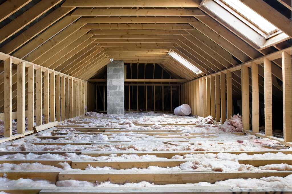 open drafty attic with insulation