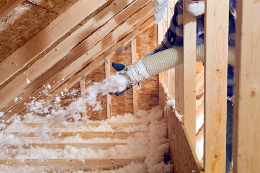 cellulose installation in an attic