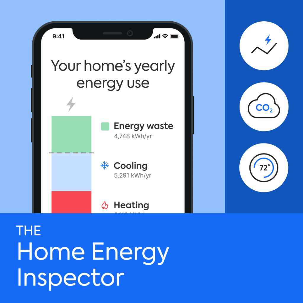 Graphic of Sealed Home Energy Calculator on smartphone. Calculate your home's energy use